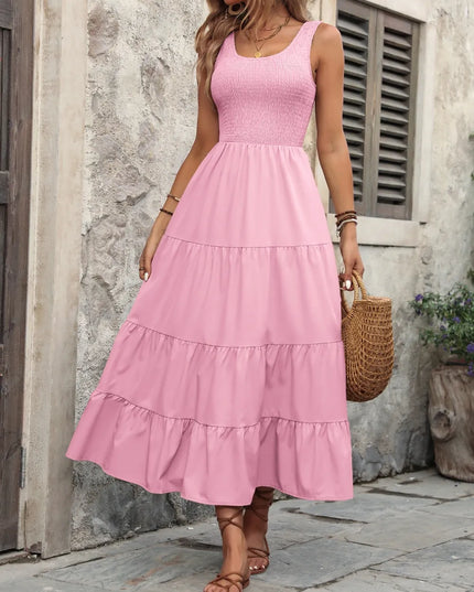 Ivy Lane Smocked Scoop Neck Sleeveless Tank Dress 