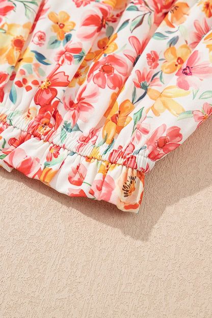 Boho Floral Bandeau Top and High Waist Wide Leg Pants Set