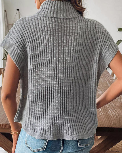 Turtleneck Side Decor Button Sweater Vest