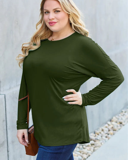 Basic Bae Full Size Round Neck Dropped Shoulder T-Shirt
