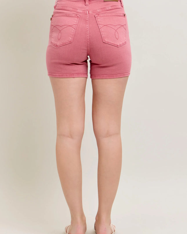 Judy Blue Pink Back Pkt Embroidery Shorts