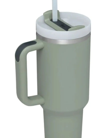 Stainless Steel Tumbler with Upgraded Handle and Straw Sage One Size