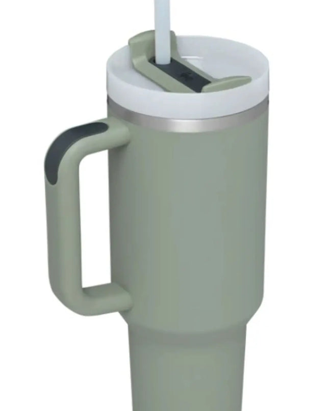 Stainless Steel Tumbler with Upgraded Handle and Straw Sage One Size
