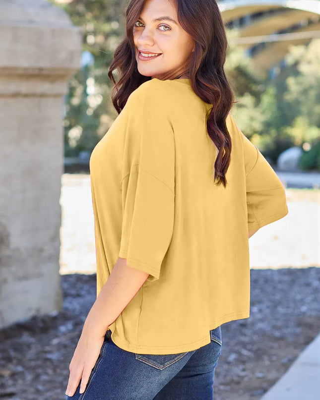 Basic Bae Bamboo Full Size Round Neck Drop Shoulder T-Shirt