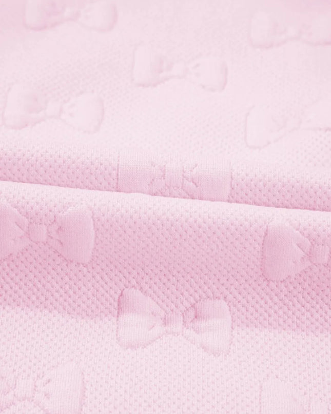 Bow Jacquard Ruffle Cap Sleeve Top and Shorts Set