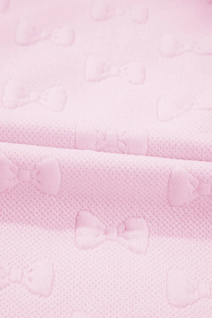 Bow Jacquard Ruffle Cap Sleeve Top and Shorts Set