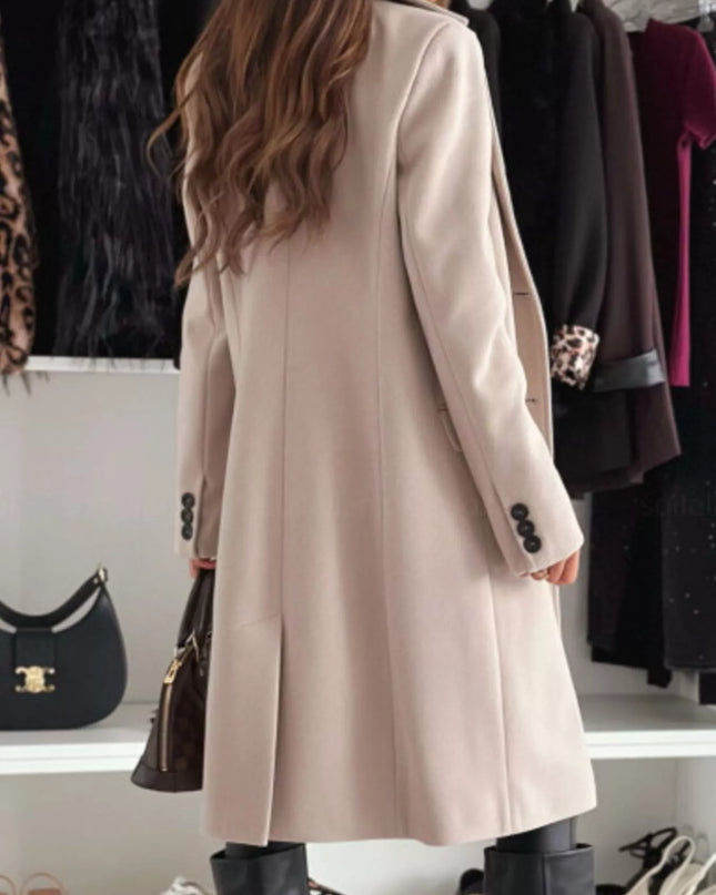 Lapel Collar Long Sleeve Coat