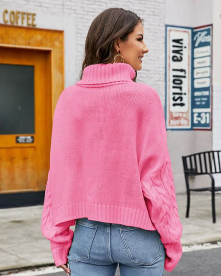 Turtle Neck Cable-Knit Sweater