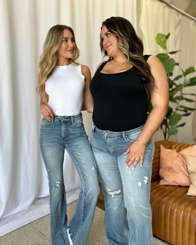 Judy Blue Full Size Medium Rise Tummy Control Destroy Flare