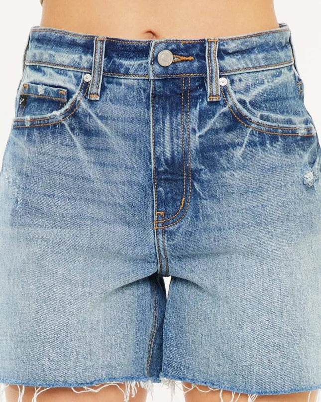 Kancan Full Size Raw Hem High Waist Denim Shorts