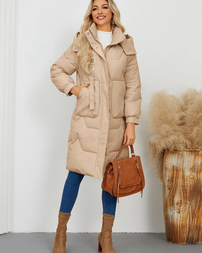 Long Sleeve Longline Hooded Winter Coat
