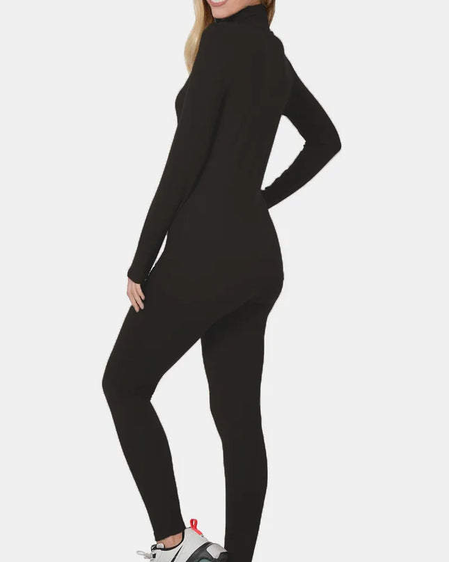 Zenana Full Size Turtleneck Top and Leggings Lounge Set 