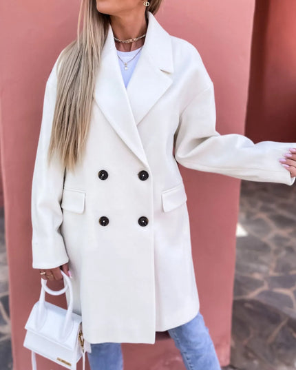 Full Size Double-Breasted Wool Coat Plus Size