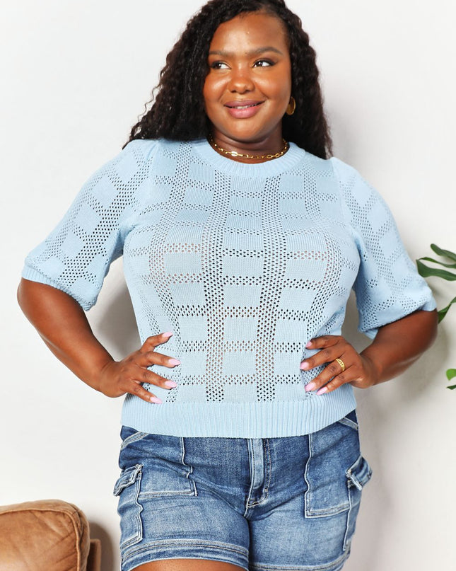 Mandy Ribbed Trim Round Neck Knit Top