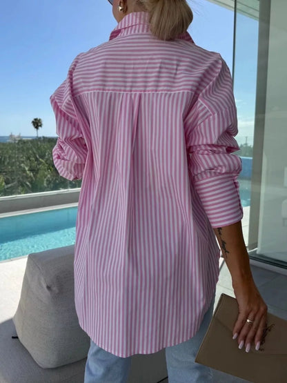 Striped Oversized Button-Down Shirt