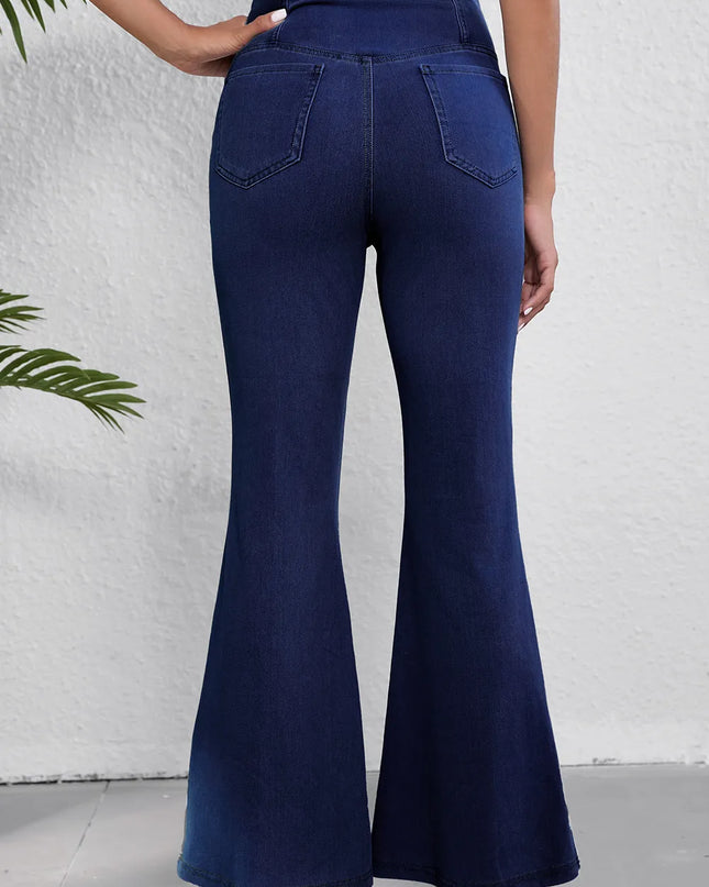 Asymmetric Waist Flare Jeans