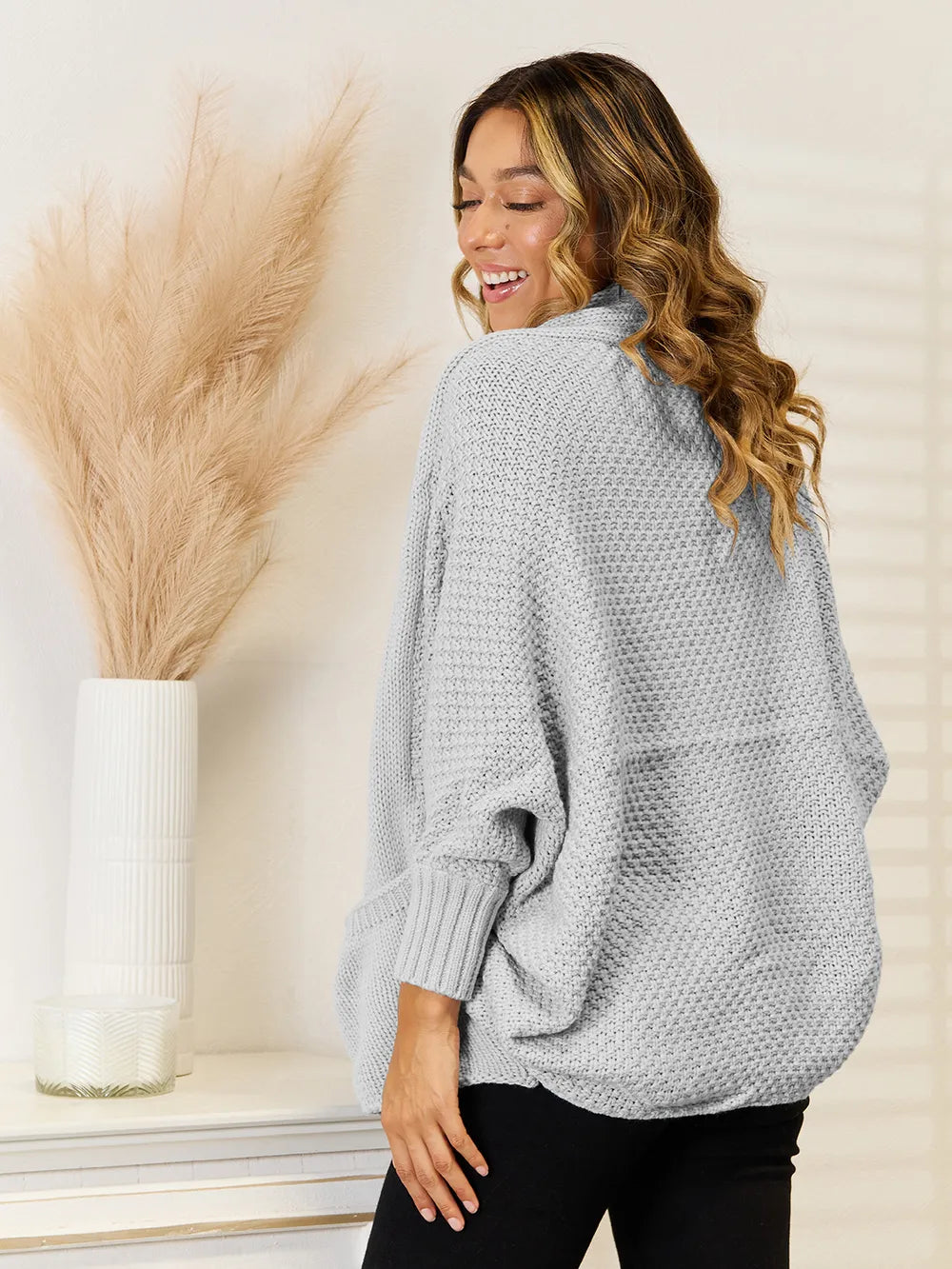 Angel Wings Open Front  Cardigan with Pockets 