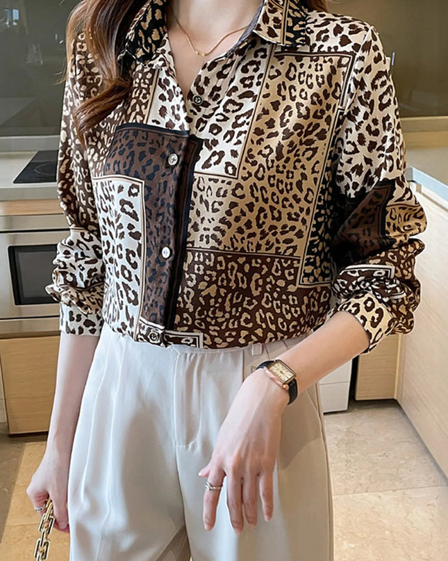 Leopard Print Button-Up Shirt