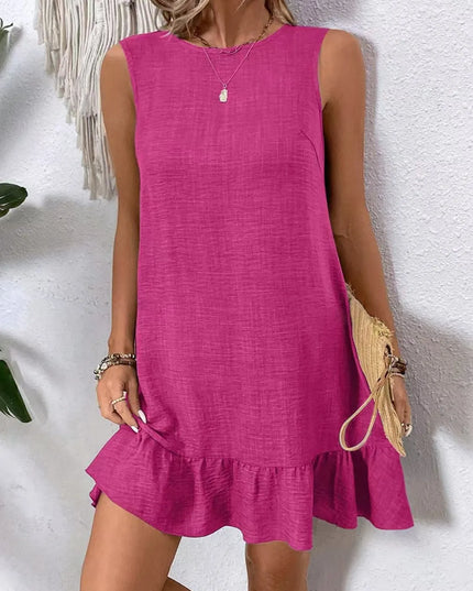 Ruffled Hem Round Neck Sleeveless Dress 