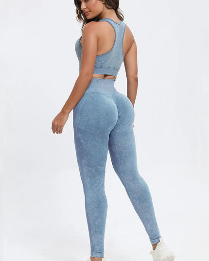 3 Piece Washed Square Neck Wide Strap Active Set 