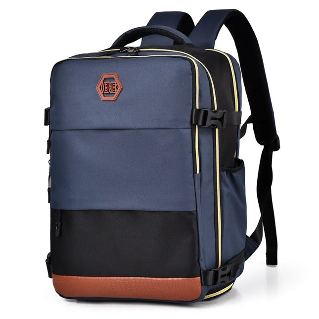 Color Block Multi-Pockets Backpack Bag Dusty Blue One Size