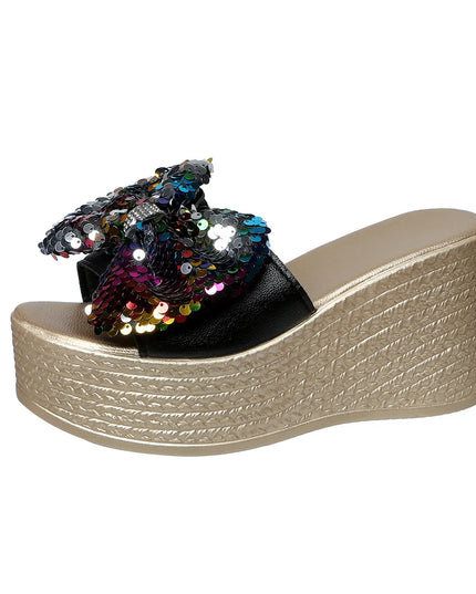 Sequin Open Toe Platform Sandals