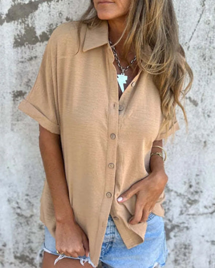 Full Size Collared Neck Half Sleeve Shirt Plus Size 