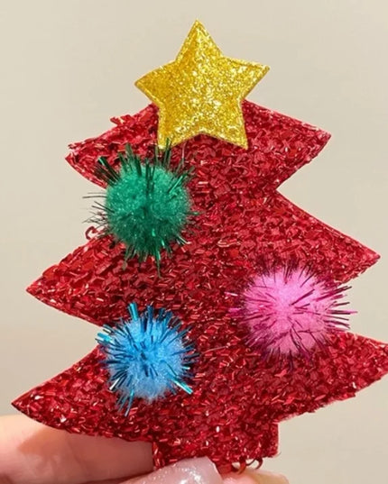 Cute Christmas Pin Christmas Tree Santa Claus Alloy Women's Brooches Fur Ball Star Christmas Tree-brooch