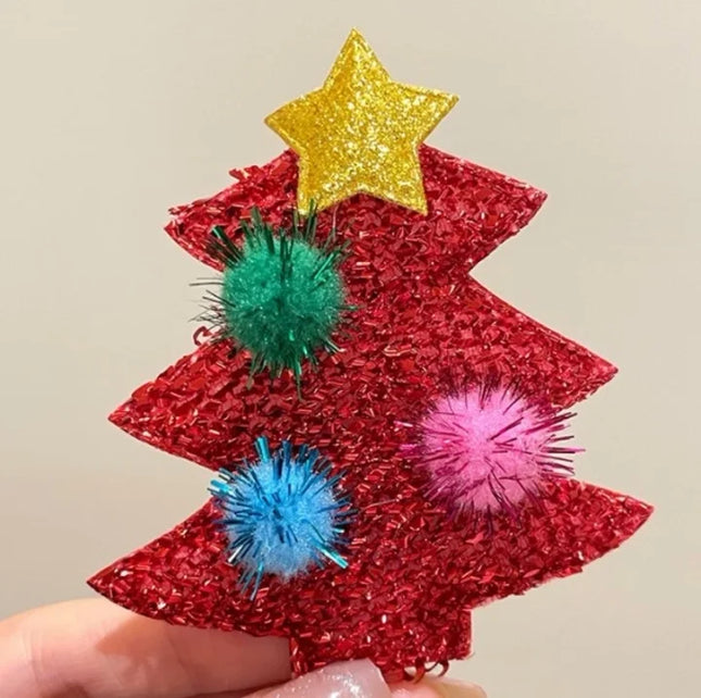 Cute Christmas Pin Christmas Tree Santa Claus Alloy Women's Brooches Fur Ball Star Christmas Tree-brooch
