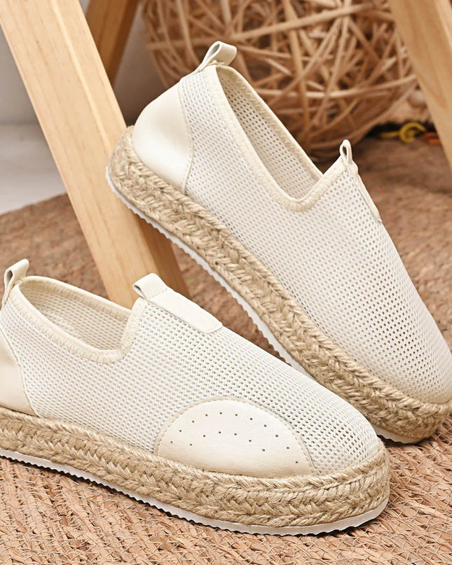 Mesh Espadrille Platform Slip-Ons 
