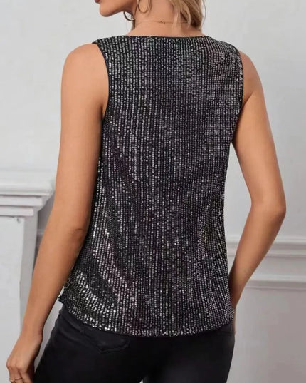 Sequin Cowl Neck Tank