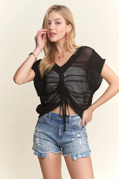 ADORA Drawstring Detail Crochet Top