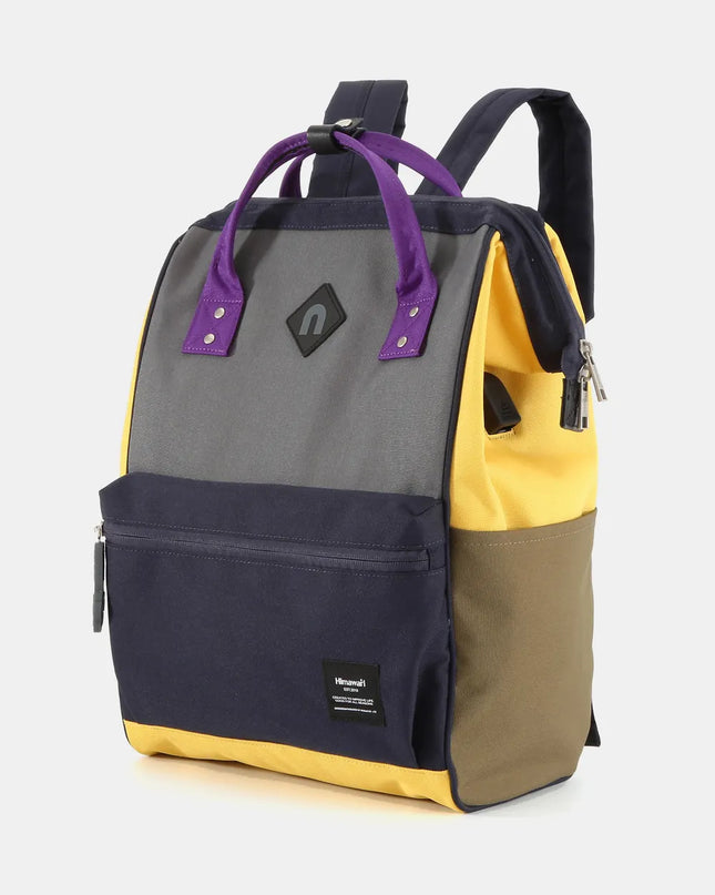 Himawari Contrast Waterproof Backpack Bag with External USB Port Charcoal Navy One Size