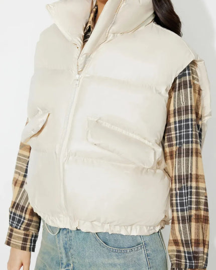 Zip Up Vest Coat with Pockets