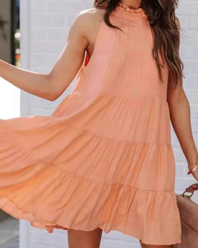 Tiered Sleeveless Tie Back Mini Dress