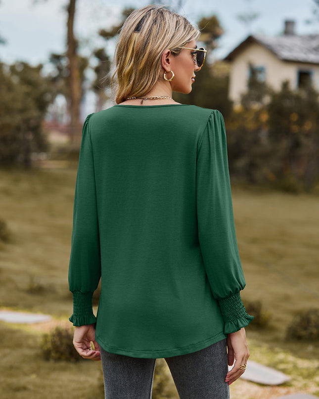 Puff Sleeve Pleated Blouse