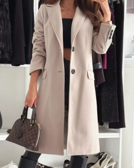 Lapel Collar Long Sleeve Coat