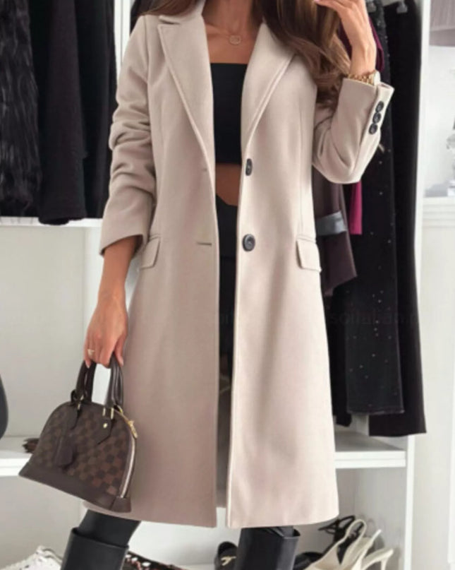 Lapel Collar Long Sleeve Coat