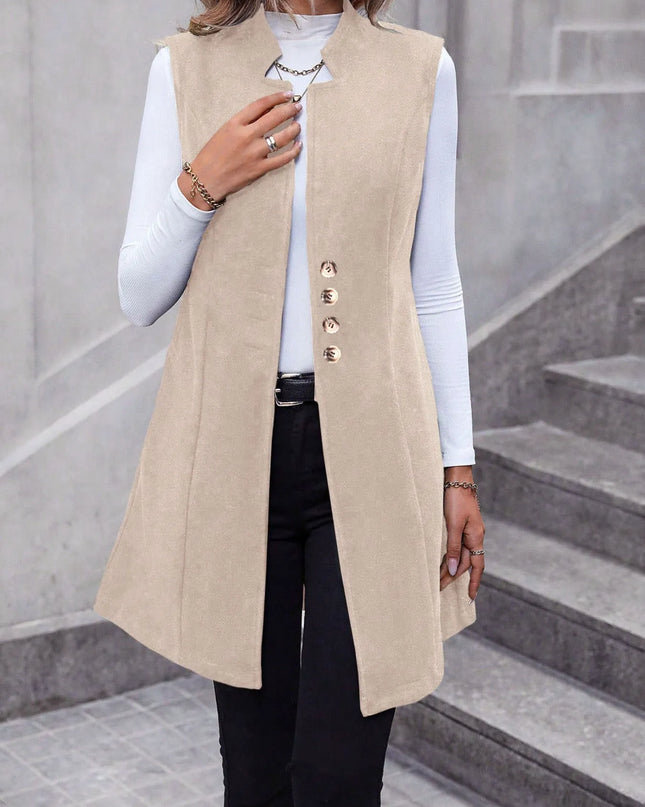 Button Up Longline Vest Coat
