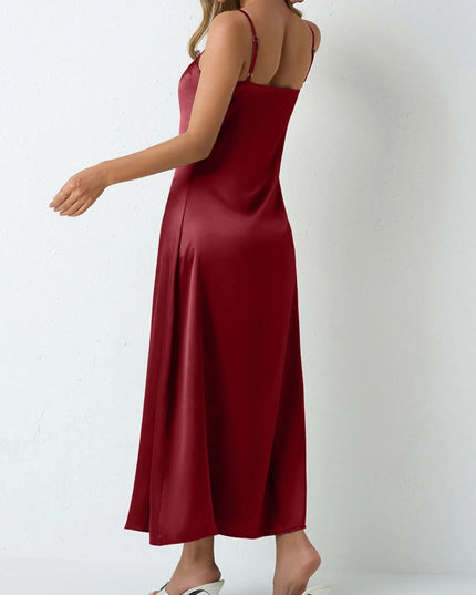Satin Cowl Neck Cami Dress