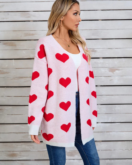 Angel Wings Heart Open Front Long Sleeve Cardigan