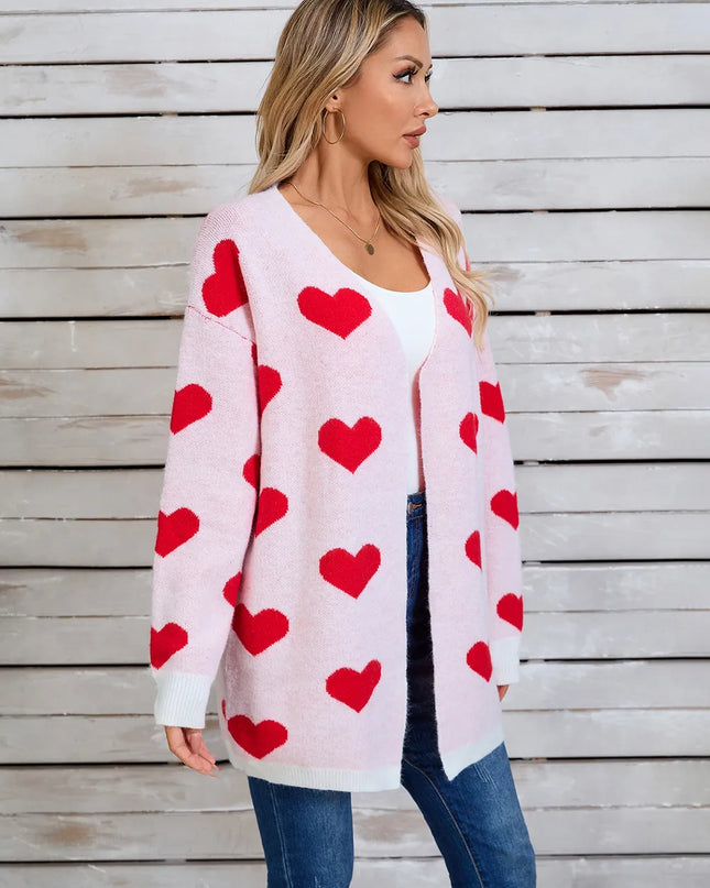 Angel Wings Heart Open Front Long Sleeve Cardigan