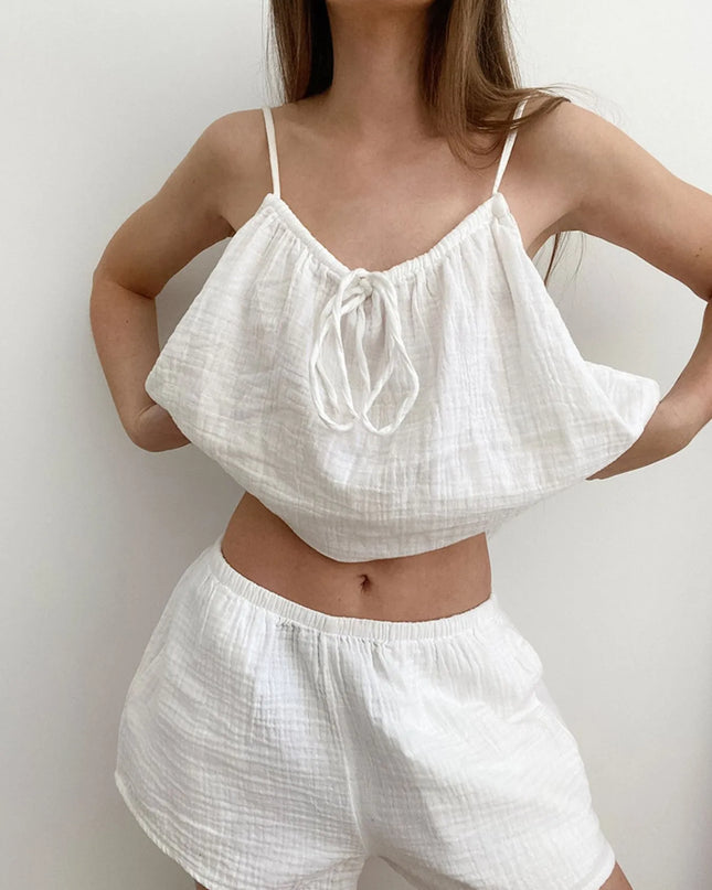 Tie Front Cami and Shorts Lounge Set
