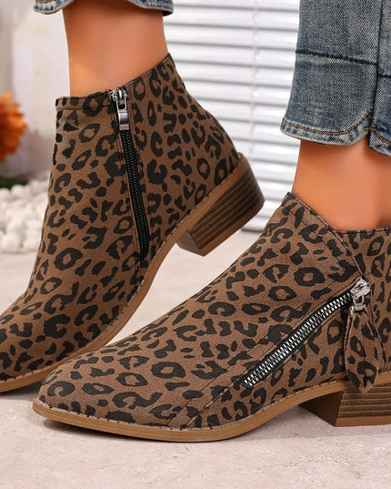Point Toe Block Heels Boots
