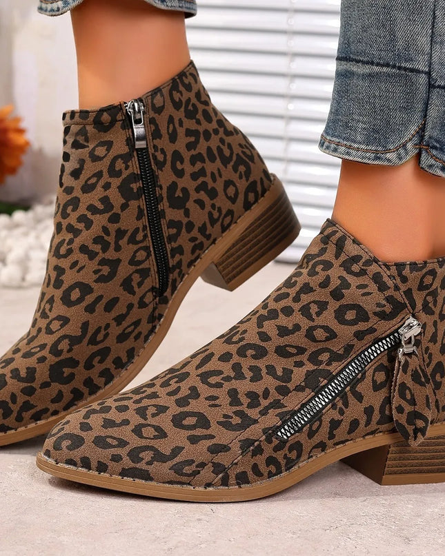 Point Toe Block Heels Boots