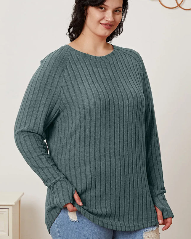 Basic Bae Full Size Ribbed Thumbhole Sleeve T-Shirt