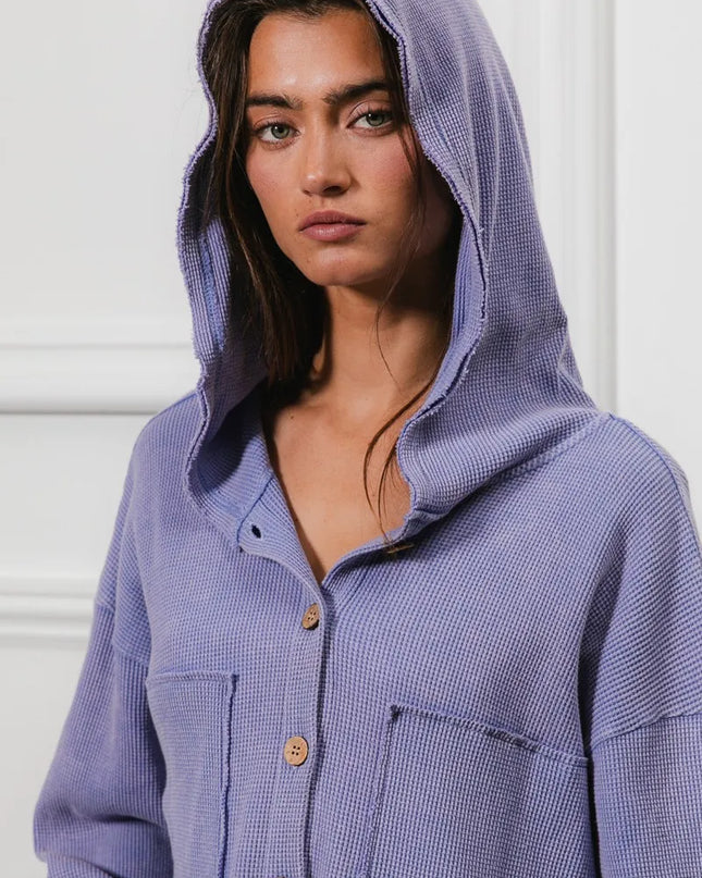 BiBi Washed Waffle Thermal Hooded Jacket