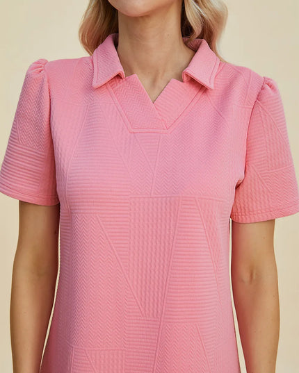 Double Take Full Size Texture Short Sleeve Dress