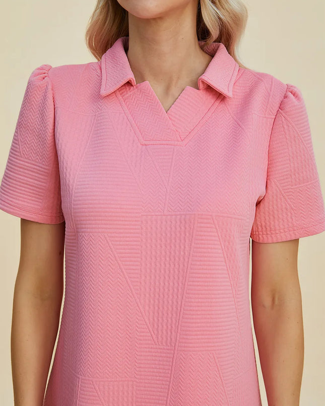 Double Take Full Size Texture Short Sleeve Dress