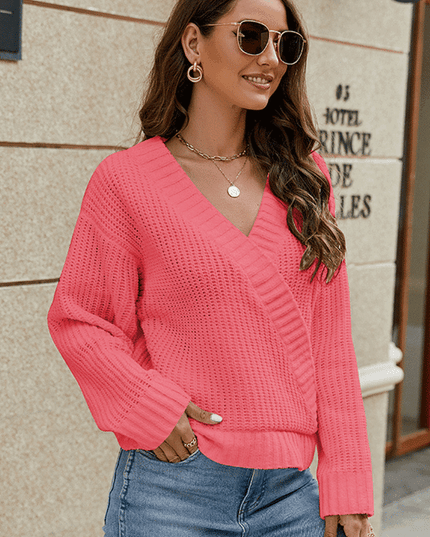 Surplice Neck Long Sleeve Sweater